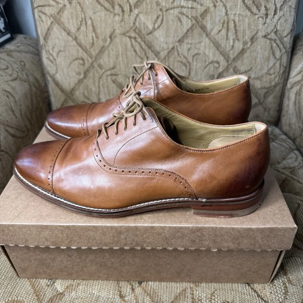 Cole Haan Cambridge Cap Toe Oxfords Shoes British Tan C13416 Size 10 M Excellent